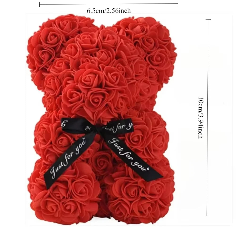 Artificial Flower Eternal Rose Teddy Bear for Mom Mother's Day Birthday Valentine's Day Anniversary Gifts & Decor Miniatures