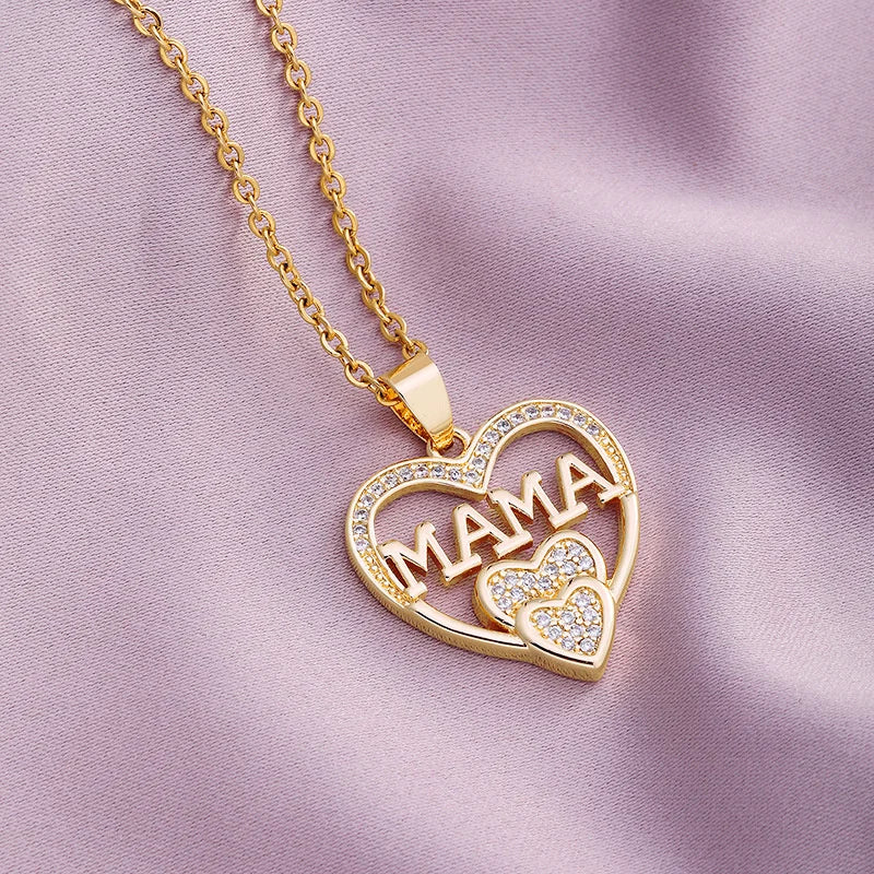 Mother's Day Mama Letter Pendant Necklace For Women Stainless Steel Mom Nameplate Clavicle Chain Choker Personality Jewelry Gift