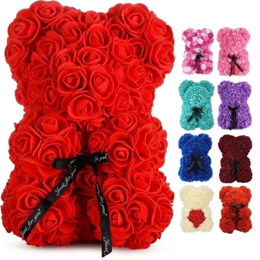 Artificial Flower Eternal Rose Teddy Bear for Mom Mother's Day Birthday Valentine's Day Anniversary Gifts & Decor Miniatures