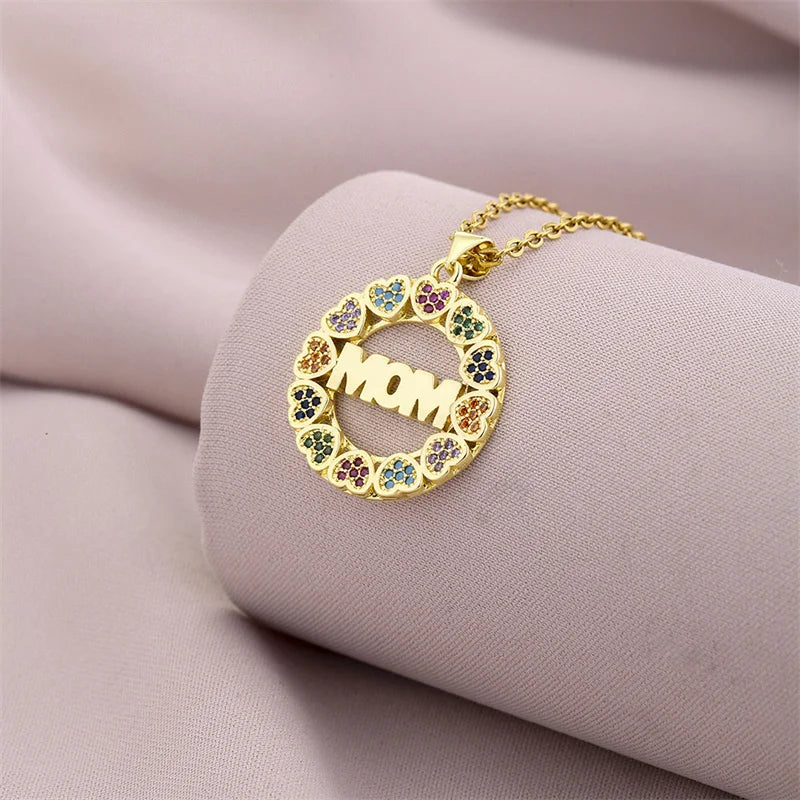 Mother's Day Mama Letter Pendant Necklace For Women Stainless Steel Mom Nameplate Clavicle Chain Choker Personality Jewelry Gift