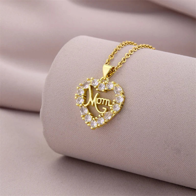 Mother's Day Mama Letter Pendant Necklace For Women Stainless Steel Mom Nameplate Clavicle Chain Choker Personality Jewelry Gift